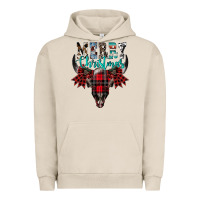 Pigment French Oak merry christmas bull skull Urban Hoodie - CowhideDigitalArt