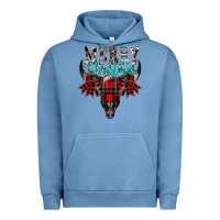 Pigment Pebble Blue merry christmas bull skull Urban Hoodie - CowhideDigitalArt