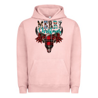 Pigment Salmon merry christmas bull skull Urban Hoodie - CowhideDigitalArt