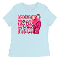 Baby Blue i fought for my life and i won Ladies Tee - NancyCooperArtShop