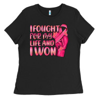 Black i fought for my life and i won Ladies Tee - NancyCooperArtShop