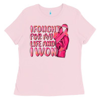 Bubblegum Pink i fought for my life and i won Ladies Tee - NancyCooperArtShop