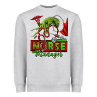 Heather Grey grinch hand nurse manager Heavyweight Sweatshirt - NancyCooperArtShop