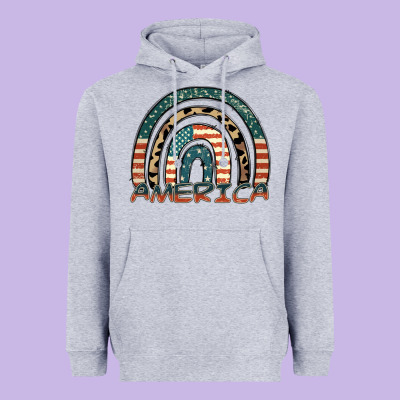 America Rainbow Heavyweight Hoodie Designed By Fadigitalartstudio