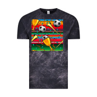 Cloud Black soccer winner cup and vuvuzela with serape seamless pattern Vintage Tee - BundleAndBundleShop