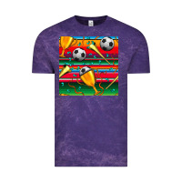 Cloud Purple soccer winner cup and vuvuzela with serape seamless pattern Vintage Tee - BundleAndBundleShop