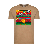 Vintage Coffee soccer winner cup and vuvuzela with serape seamless pattern Vintage Tee - BundleAndBundleShop