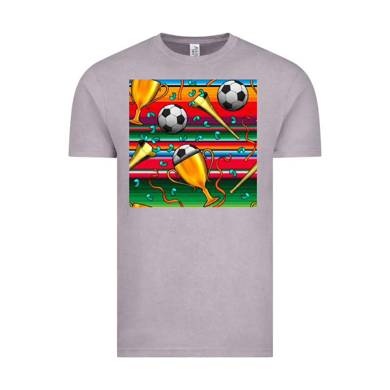Soccer Winner Cup And Vuvuzela With Serape Seamless Pattern Vintage Tee by BundleAndBundleShop | Teevron