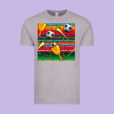 Soccer Winner Cup And Vuvuzela With Serape Seamless Pattern Vintage Tee Designed By Bundleandbundleshop