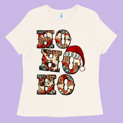 Ho Ho Ho Western Christmas Ladies Tee Designed By Jasminsmagicworld