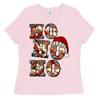 Bubblegum Pink ho ho ho western christmas Ladies Tee - Jasminsmagicworld