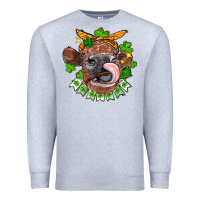 Heather Grey St. Patrick's Day cow Premium Sweatshirt - FaDigitalArtStudio