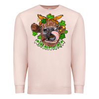 Pale Pink St. Patrick's Day cow Premium Sweatshirt - FaDigitalArtStudio
