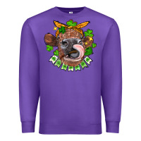 Purple St. Patrick's Day cow Premium Sweatshirt - FaDigitalArtStudio