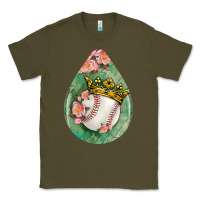 Army Green baseball and western roses teardrop  6 Classic Tee - BundleAndBundleShop