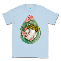 Dusty Blue baseball and western roses teardrop  6 Classic Tee - BundleAndBundleShop