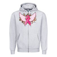 Heather Grey Cancer ribbon angel wings Cancer Awareness Zipper Hoodie - HowdyJamesFarm
