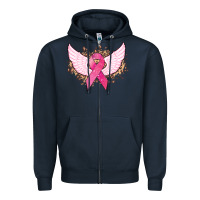 Navy Cancer ribbon angel wings Cancer Awareness Zipper Hoodie - HowdyJamesFarm