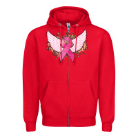 Red Cancer ribbon angel wings Cancer Awareness Zipper Hoodie - HowdyJamesFarm