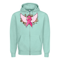Seafoam Cancer ribbon angel wings Cancer Awareness Zipper Hoodie - HowdyJamesFarm