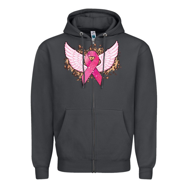 Cancer Ribbon Angel Wings Cancer Awareness Zipper Hoodie by HowdyJamesFarm | Teevron