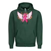 Sports Green Cancer ribbon angel wings Cancer Awareness Zipper Hoodie - HowdyJamesFarm