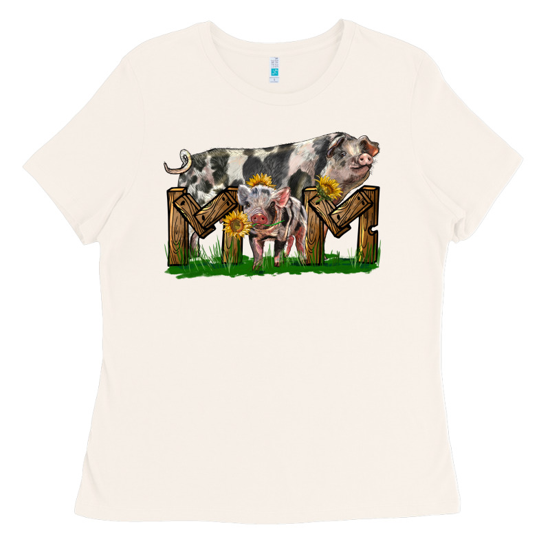 Western Mom With Spotted Pig And Baby Pig Ladies Tee by LillyAllenDesigns | Teevron