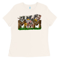 Bone Western Mom With Spotted Pig And Baby Pig Ladies Tee - LillyAllenDesigns
