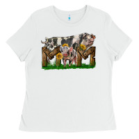 White Western Mom With Spotted Pig And Baby Pig Ladies Tee - LillyAllenDesigns