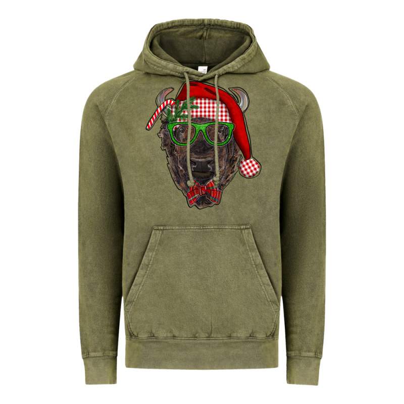 Christmas Bison Vintage Hoodie by RanaPortraitStore | Teevron