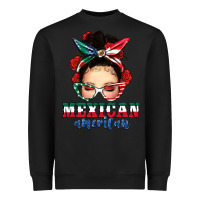 Black Mexican American Messy Bun Heavyweight Sweatshirt - texasbilliewilder