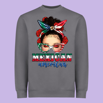 Mexican American Messy Bun Heavyweight Sweatshirt Designed By Texasbilliewilder