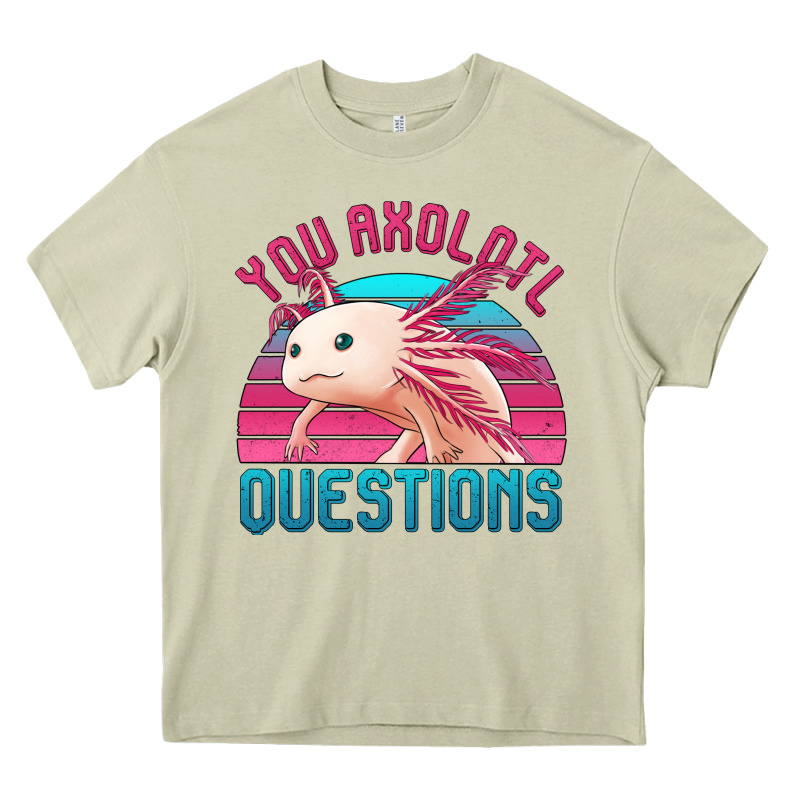 You Axolotl Questions 80's Retro Sunset Heavy Core Tee by Jasminsmagicworld | Teevron