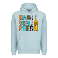 Blue Mist Mama Needs a Beer Premium Hoodie - CowCowDesign