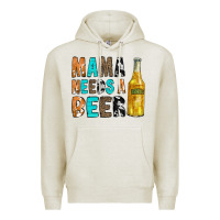 Oatmeal Heather Mama Needs a Beer Premium Hoodie - CowCowDesign