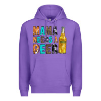 Purple Mama Needs a Beer Premium Hoodie - CowCowDesign