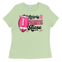 Matcha nobody fights alone pink football breast cancer awareness Ladies Tee - Jasminsmagicworld