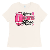 Bone nobody fights alone pink football breast cancer awareness Ladies Tee - Jasminsmagicworld