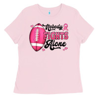 Bubblegum Pink nobody fights alone pink football breast cancer awareness Ladies Tee - Jasminsmagicworld