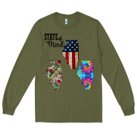 Army Green Im in a Fishing State of Mind Illinois Long Sleeve Tee - Bettercallsaul