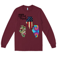 Burgundy Im in a Fishing State of Mind Illinois Long Sleeve Tee - Bettercallsaul