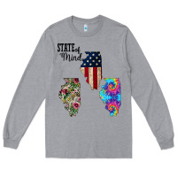Heather Grey Im in a Fishing State of Mind Illinois Long Sleeve Tee - Bettercallsaul