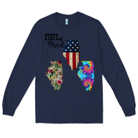 Navy Im in a Fishing State of Mind Illinois Long Sleeve Tee - Bettercallsaul