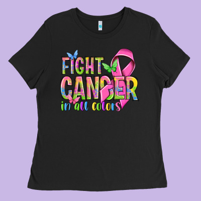 Fight Cancer In All Colors Ladies Tee Designed By Nancycooperartshop