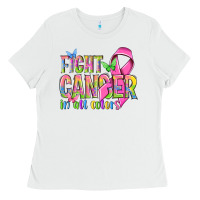 White fight cancer in all colors Ladies Tee - NancyCooperArtShop