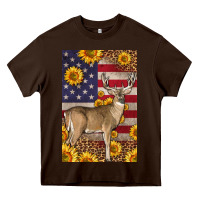 Chocolate Brown Western American Deer Heavy Core Tee - LillyAllenDesigns