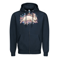 Navy Easter Bunny leopard Easter Day Zipper Hoodie - HowdyJamesFarm