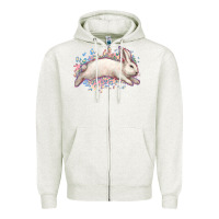 Oatmeal Heather Easter Bunny leopard Easter Day Zipper Hoodie - HowdyJamesFarm