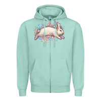 Seafoam Easter Bunny leopard Easter Day Zipper Hoodie - HowdyJamesFarm
