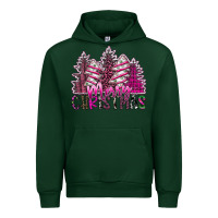 Forest Green Merry Christmas pink  trees Urban Hoodie - CowhideDigitalArt